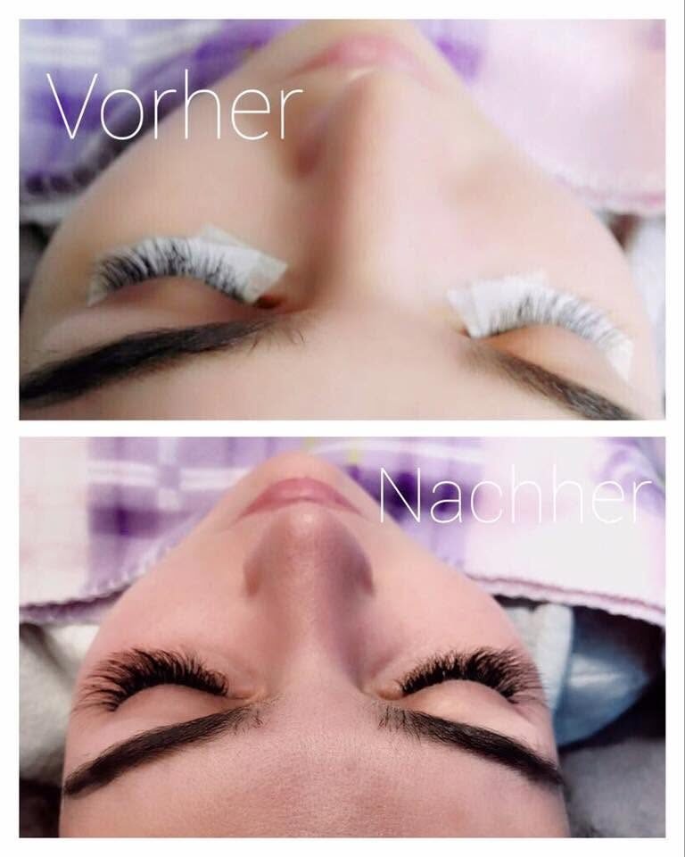 Wimpernverlängerung 3D vorher und nachher im Vergleich