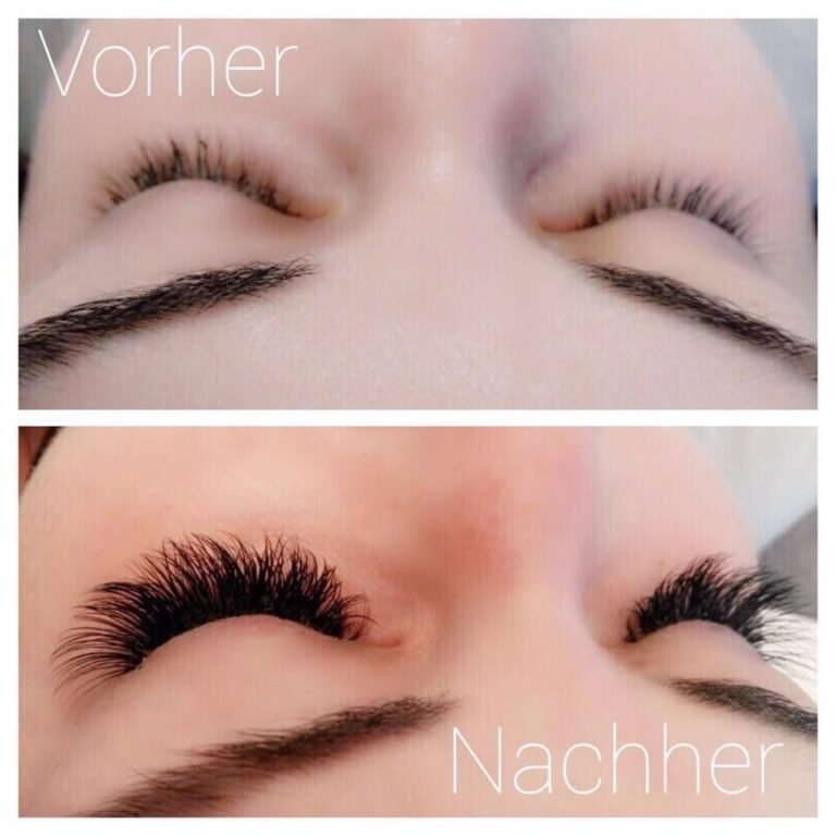 Wimpernverlängerung 3D im Vergleich vorher und nachher