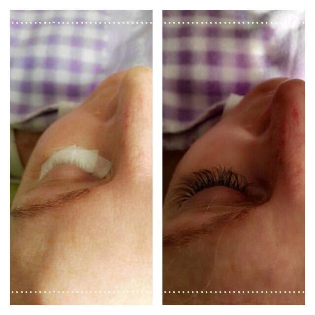 Wimpernverlängerung vorher und nachher